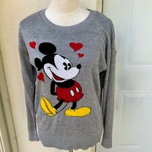 DISNEY. MICKEY MOUSE. Women’s Grey Sweater. Size Large. Pullover. Round …